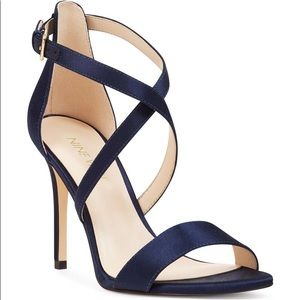 navy strap heels